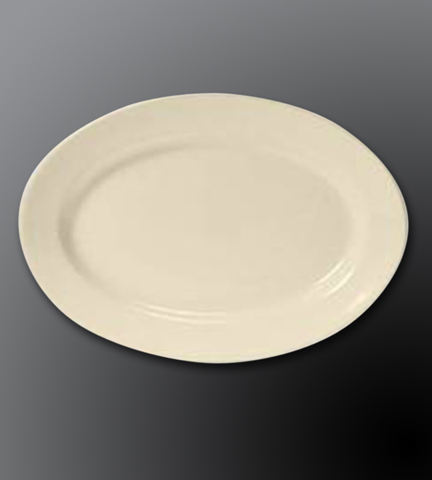 Rolled Edge Ceramic Dinnerware Dover White Oval Platter 10.875"L x 7.625